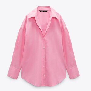 Zara Poplin Shirt - Pink Size XS